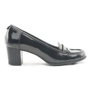 Like New! Bandolino Black Patent Academia Preppy Block Heeled Loafer Women 7.5